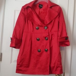XOXO red satin feel coat size L